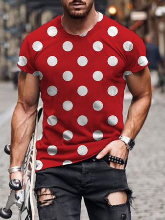 

Short Sleeve Crew Neck Shirts & Tops, Red, T-shirt