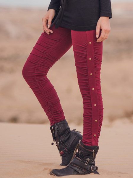 

Vintage Cotton Blends Leggings, Red, Leggings