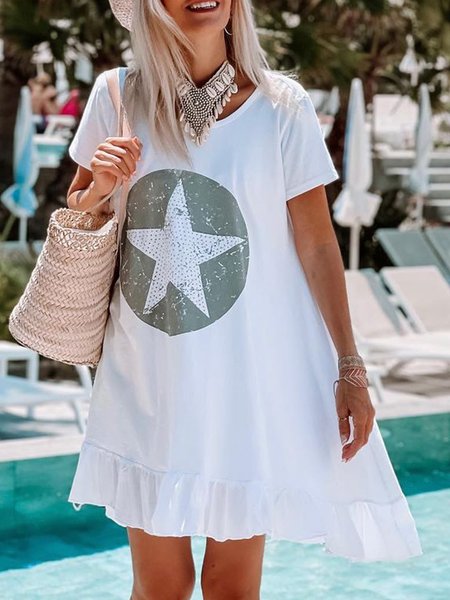 

Star Vacation Dresses, White, Mini Dresses