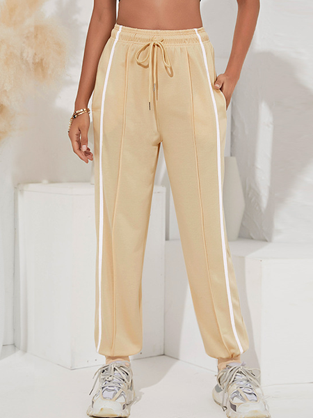 

Cotton Blends Basics Plain Pants, Khaki, Pants