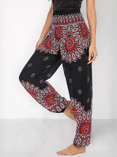 Tribal Printed Sports Elasitc Waist Sweatpants Pants&Bottoms, Black, Pants