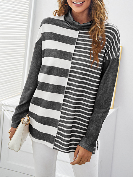 

Cotton Off Shoulder Simple Shirts & Tops, Deep gray, Long sleeve tops