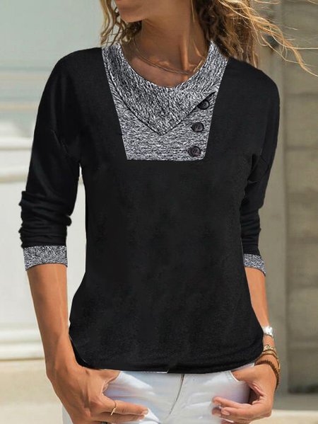 

Casual Cotton Blends Shirts & Tops, Black, Tops