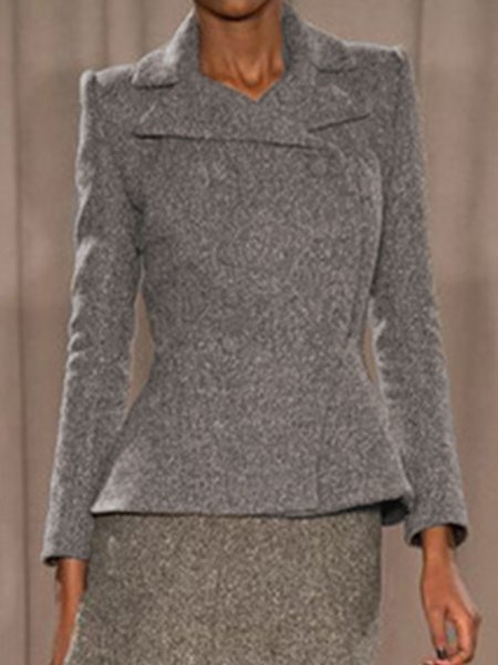

Lapel Elegant Solid Outerwear, As picture, Blazers