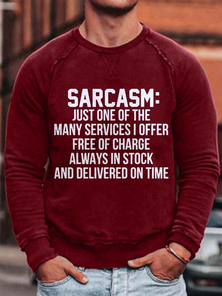 

Sarcasm Crew Neck Long Sleeve Casual Sweatshirts, Red, Hoodies&Sweatshirts