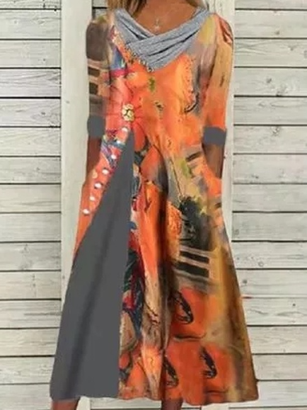

Casual Floral Cotton Blends Dresses, Multicolor, Tie dye dress