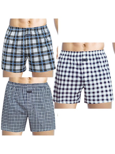 

Men's Cotton Plaid Home Aro Pants Panties, As picture, Men's shorts