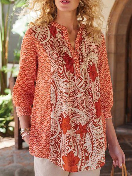 

V Neck Boho Shirts & Tops, Flower, Tops