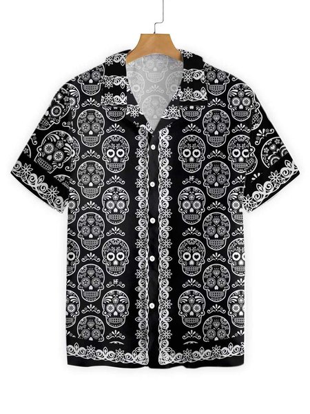 

New Hippie Skull Shirt, Black, Men's Floral shirt