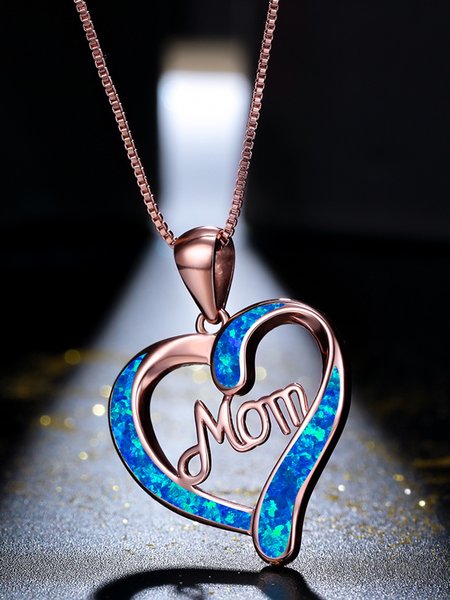 

Mother's Day Heart English Alloy Necklace, As picture, Necklaces