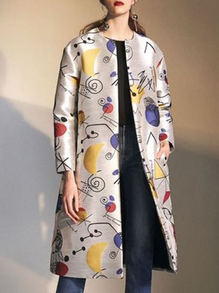 

Vintage Casual Simple Printed Regular Fit Simple Outerwear, As picture, Coats