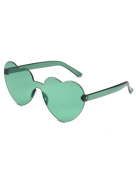 

Valentine's Day Love Heart Frameless Sunglasses, Green, Accessories