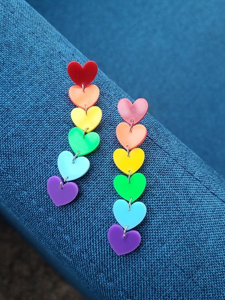 

Leather Colored Heart Earrings, As picture, Earrings