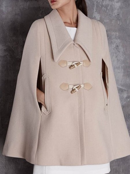 

Elegant Solid Long Sleeve Outerwear Cape, As picture, Coats