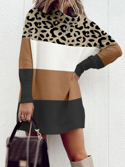 

Stand Collar Casual Loosen Cotton Blends Dresses, Multicolor, Casual Dresses