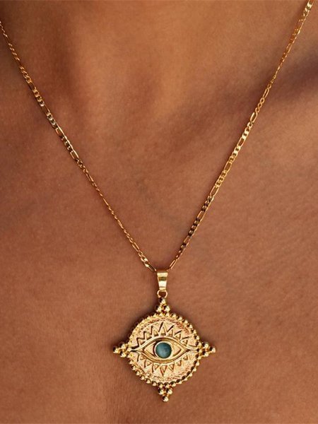 

Vintage Eyes Turquoise Alloy Necklace, As picture, Necklaces