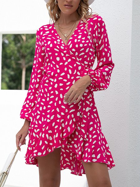 

Party V Neck Regular Fit Dresses, Deep pink, Casual Dresses