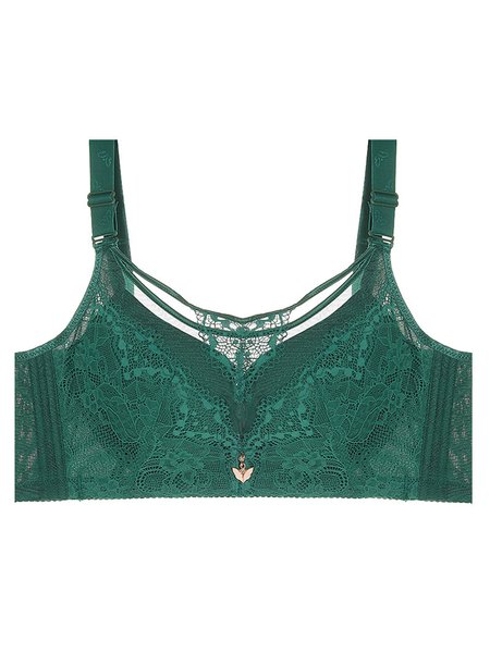 

Sexy Lace Back Close Plus Size Underwear, Darkgreen, Underwear