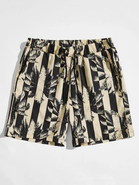 

Striped Geometric Camo Plants Pants, As picture, Men's shorts