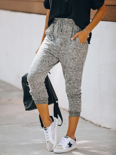

Cotton Blends Pockets Casual Pants, Gray, Pants