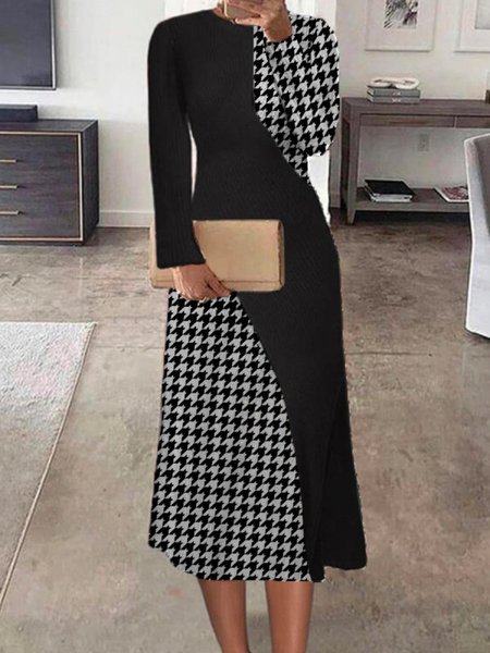 

Crew Neck Slim Fit Casual Dresses, Black, Casual Dresses