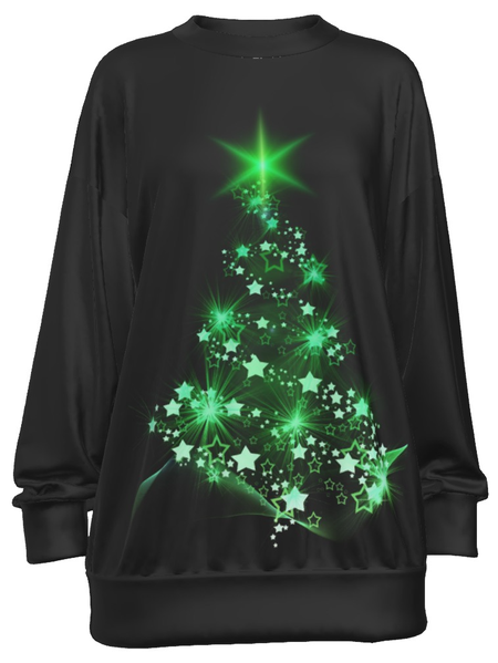 

Christmas Tree Printed Crew Neck Casual Sweatshirt, As picture, Hoodies&Sweatshirts