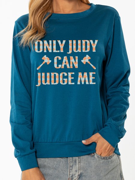 

Unocis Fun Text Print Round Neck Long Sleeve Sweatshirt, Blue, Sweatshirts