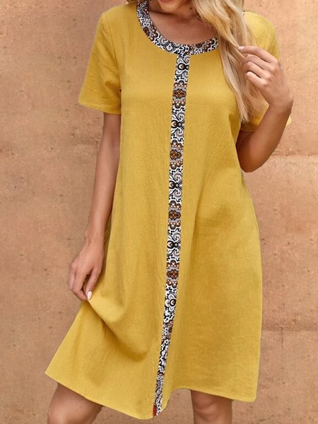 

Crew Neck Floral Dresses, Yellow, Boho dresses