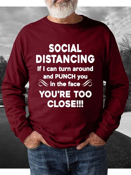 

Social Distancing If I Can Turn Around And Punch You In The Face You're Too Close Men's sweatshirt, Red, Hoodies&Sweatshirts