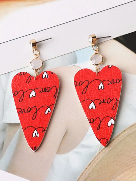 

Leather Heart Earrings, As picture, Earrings