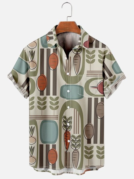 

Hawaiian Retro Hippie Men's Casual Short-sleeved Shirt, As picture, Men's Floral shirt