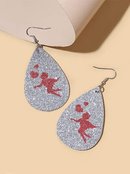 

Valentine's Day Sequin Heart Cupid Earrings, As picture, Earrings