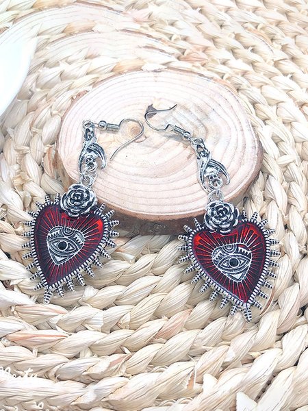 Alloy Devil Glasses Rose Earrings, As picture, Earrings