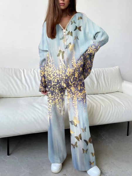 

Butterfly Casual Suits, Blue, Suit Set