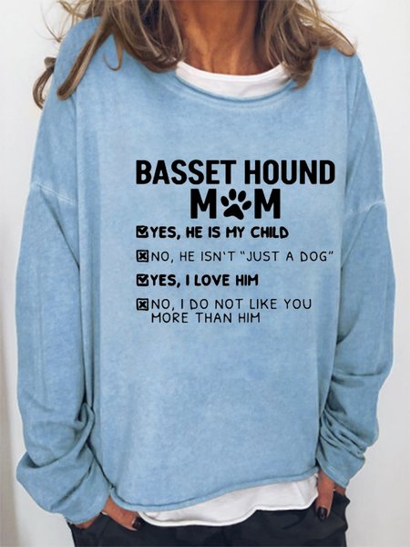 

Funny Basset Hound Mom Loosen Sweatshirt, Blue, Hoodies&Sweatshirts