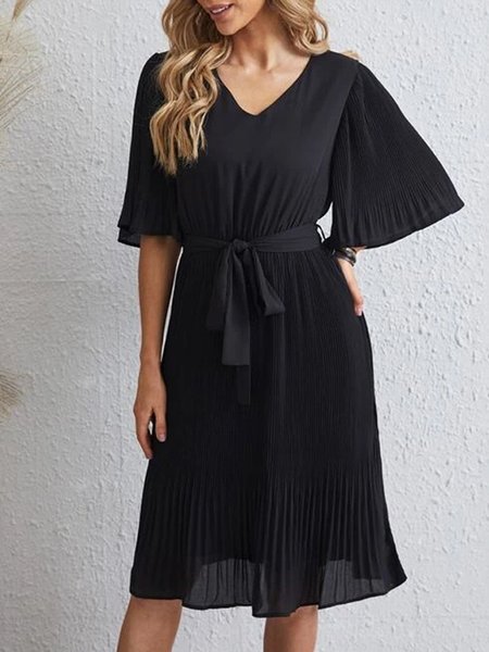 

Plain Vacation Regular Fit Dresses, Black, Casual Dresses