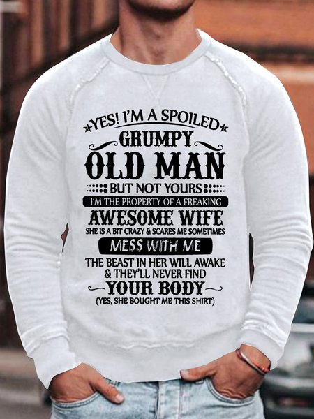 

Grumpy Old Man Casual Long Sleeve Sweatshirt, White, Hoodies&Sweatshirts