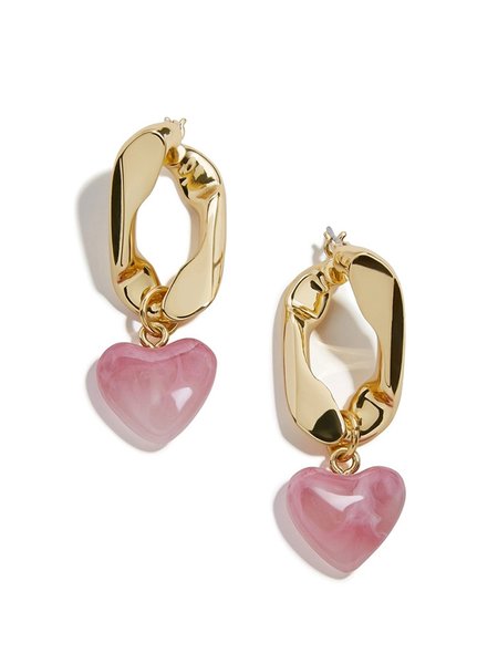 Valentine's Day Personalized Metal Heart Earrings, As picture, Earrings
