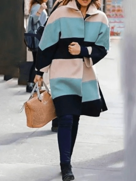 

Winter Simple Lapel Loosen Daily Long sleeve Outerwear, As picture, Coats