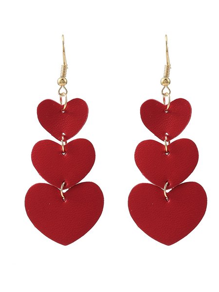

Leather Heart Earrings, Red, Earrings