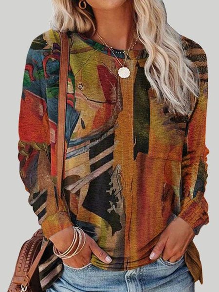 

Abstract Crew Neck Loosen Sweatshirt, Multicolor, Hoodies & Sweatshirts