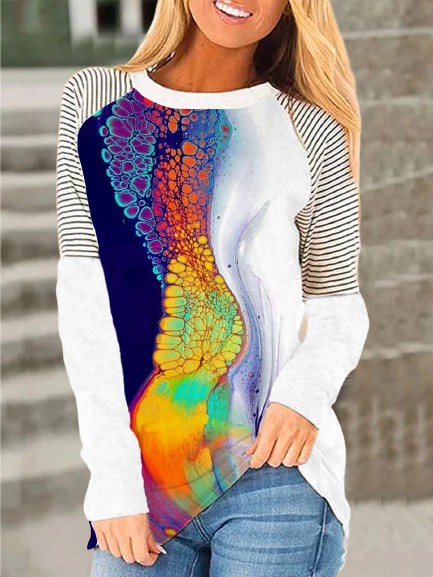 

Casual Abstract Regular Fit T-shirt, As picture, T-Shirts