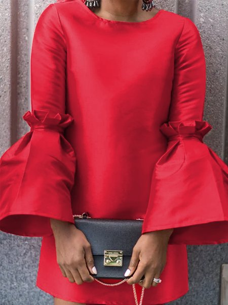 

Solido Elegante 3/4 Manica Dritto Abito, Come immagine, Mini Dresses