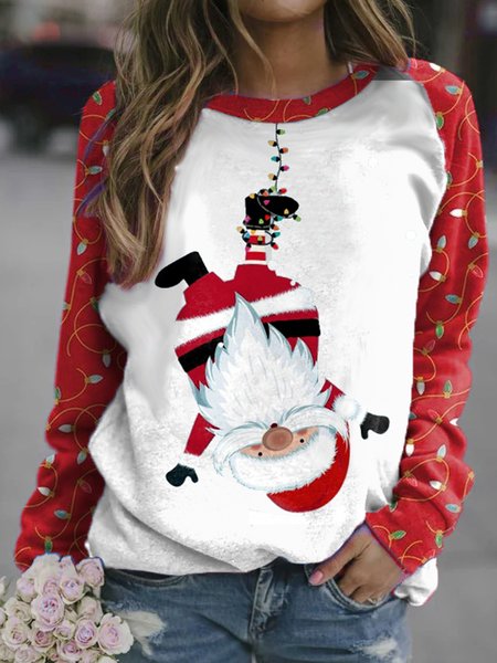 

Christmas Santa light Casual Sweatshirt, As picture, Hoodies&Sweatshirts
