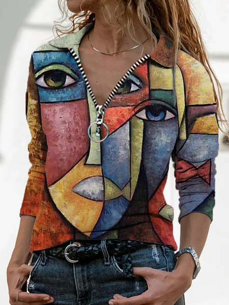 Casuale figura Cotone miscele Top, Multicolore, T-Shirts