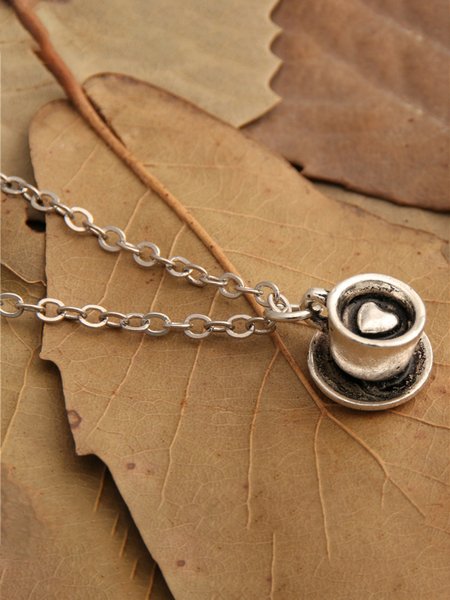 

Vintage Love Coffee Cup Necklace, As picture, Necklaces