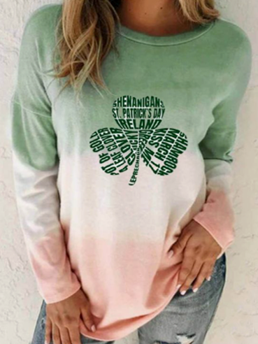

Sweet Leaves Loosen Sweatshirt Gradient shamrock pattern sweatshirt, Multicolor, Hoodies & Sweatshirts