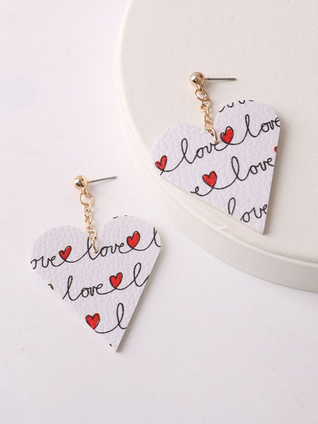 

Leather Heart Earrings, As picture, Earrings