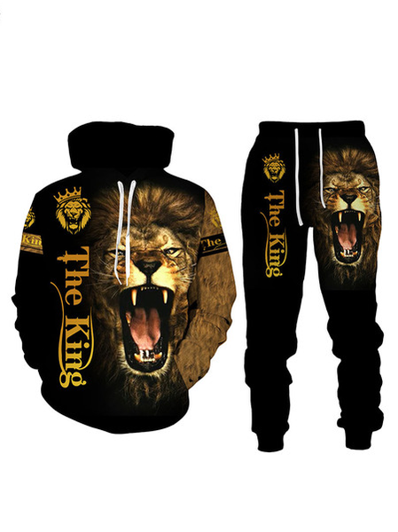 

Cotton 3D printed men's hoodie suit, Two-pieces