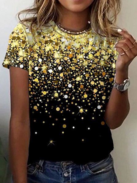 

Casual Crew Neck Polka Dots Shirts & Tops, Black, Tops